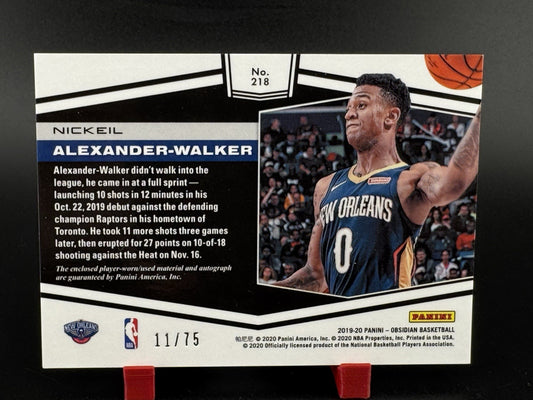 Nickeil Alexander-Walker 2019-20 Panini Obsidian Purple Rookie Patch Auto 11/75