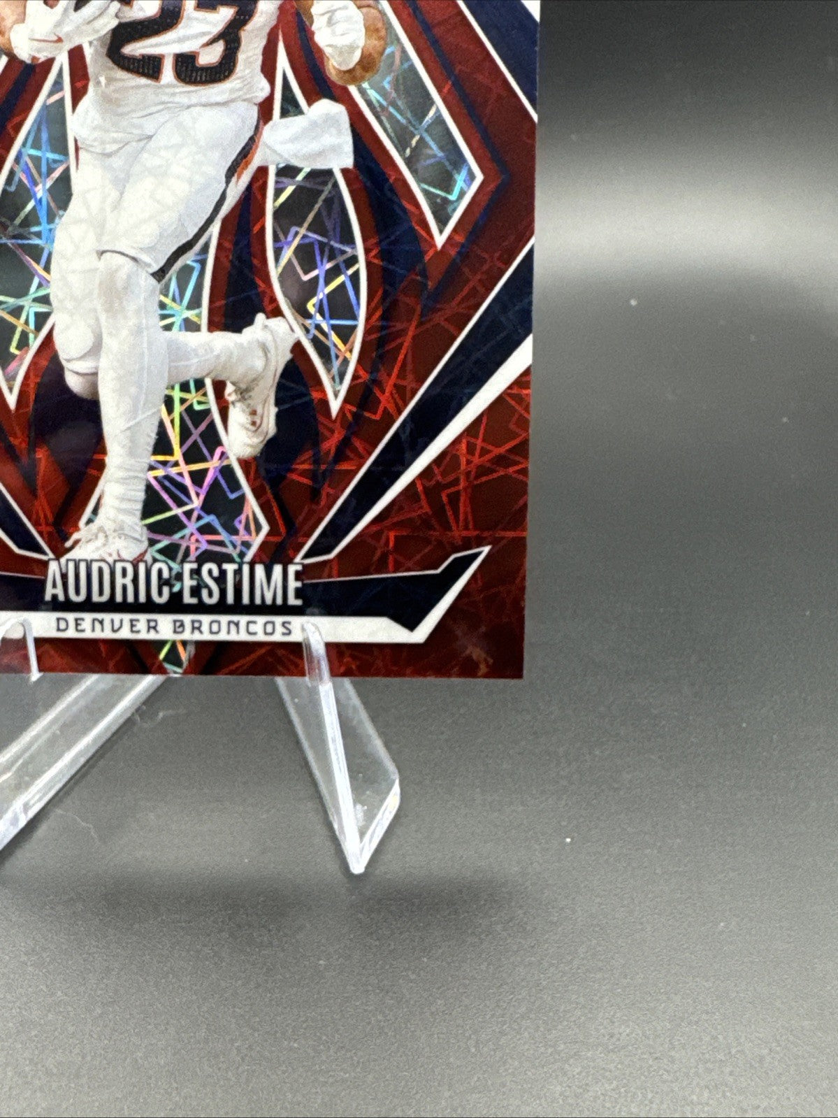2024 Panini Phoenix Audric Estime Red Lazer #156 Denver Broncos RC /199