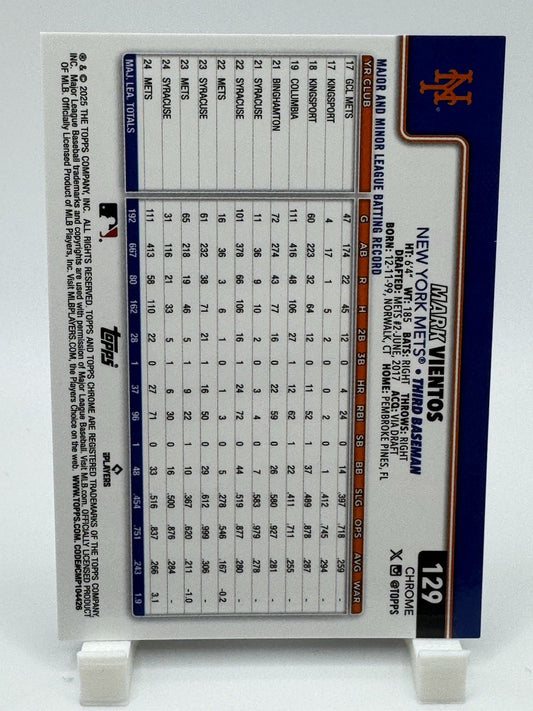 2025 Topps Chrome Baseball MARK VIENTOS Blue Refractor /150 #129 NY Mets