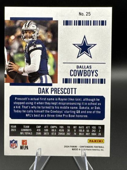 2024 Panini Contenders - Season Ticket Dak Prescott 25 Hobby Mojo Dallas Cowboys