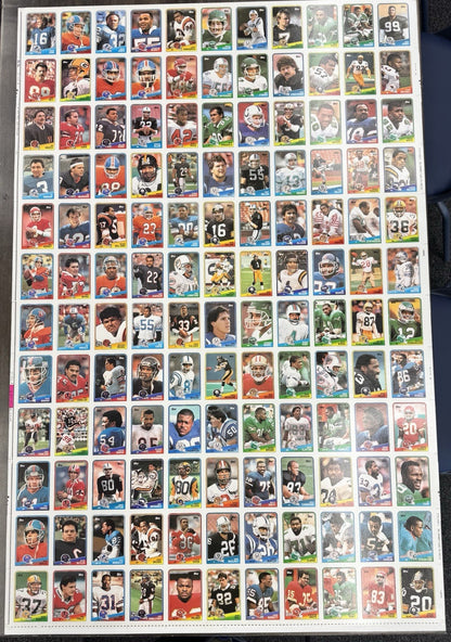 Three Topps 1988 NFL uncut original player card Sheets