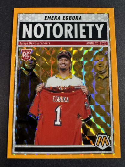2025 Mosaic Emeka Egbuka (RC) Orange Fluorescent Prizm Notoriety # 16