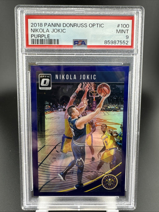 2018-19 Panini Donruss Optic Purple Prizm Nikola Jokic #100 PSA 9