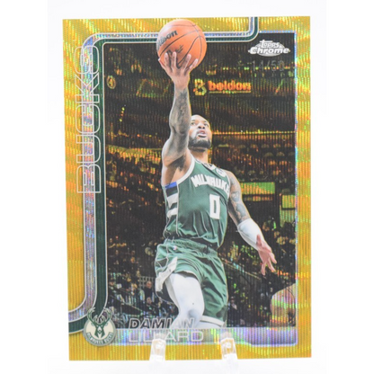 2025-26 Topps Chrome Damian Lillard Gold Wave 43/50 Bucks