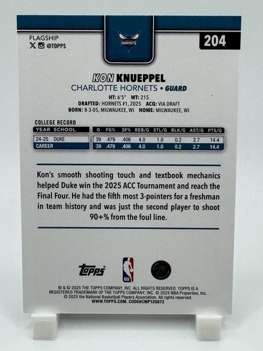 Kon Knueppel 2025-26 Topps NBA Flagship #204 Rookie RC Hornets
