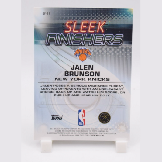 Jalen Brunson 2025-26 Topps Chrome 58/99 Green Sleek Finishers Knicks #SF-11