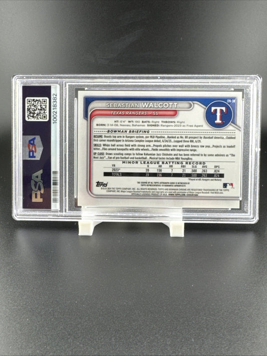 2024 Bowman Sebastian Walcott CHR Prospect Auto HTA /150 Choice Refractor PSA 10