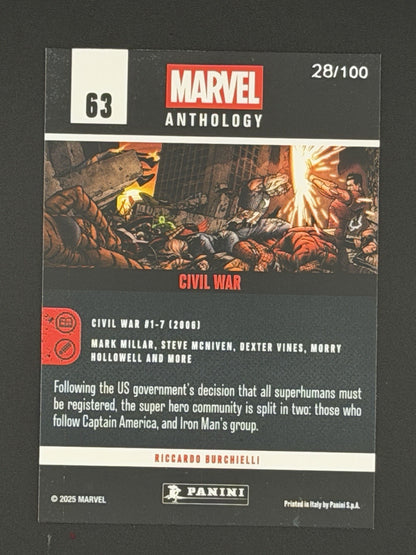Panini Marvel Anthology 2025 Civil War Drop Hoil /100 Iron Man Captain America