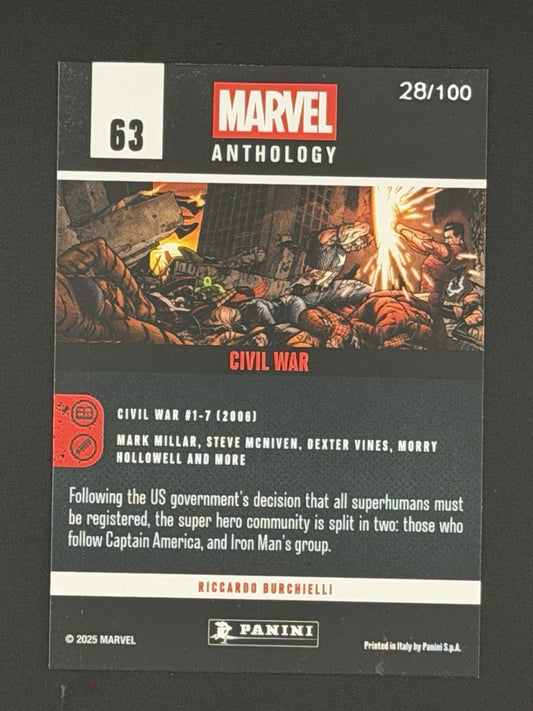 Panini Marvel Anthology 2025 Civil War Drop Hoil /100 Iron Man Captain America