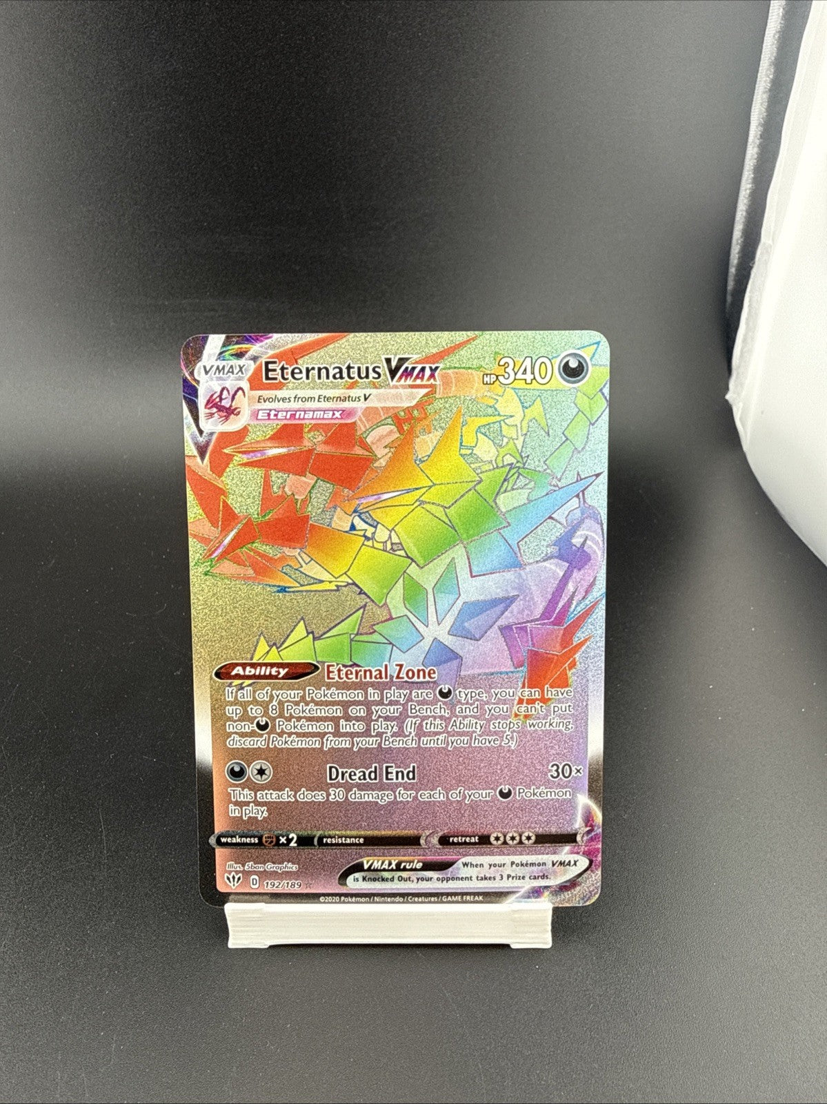 Pokemon Darkness Ablaze Eternatus VMAX 192/189 Rainbow Secret Rare Full Art NM