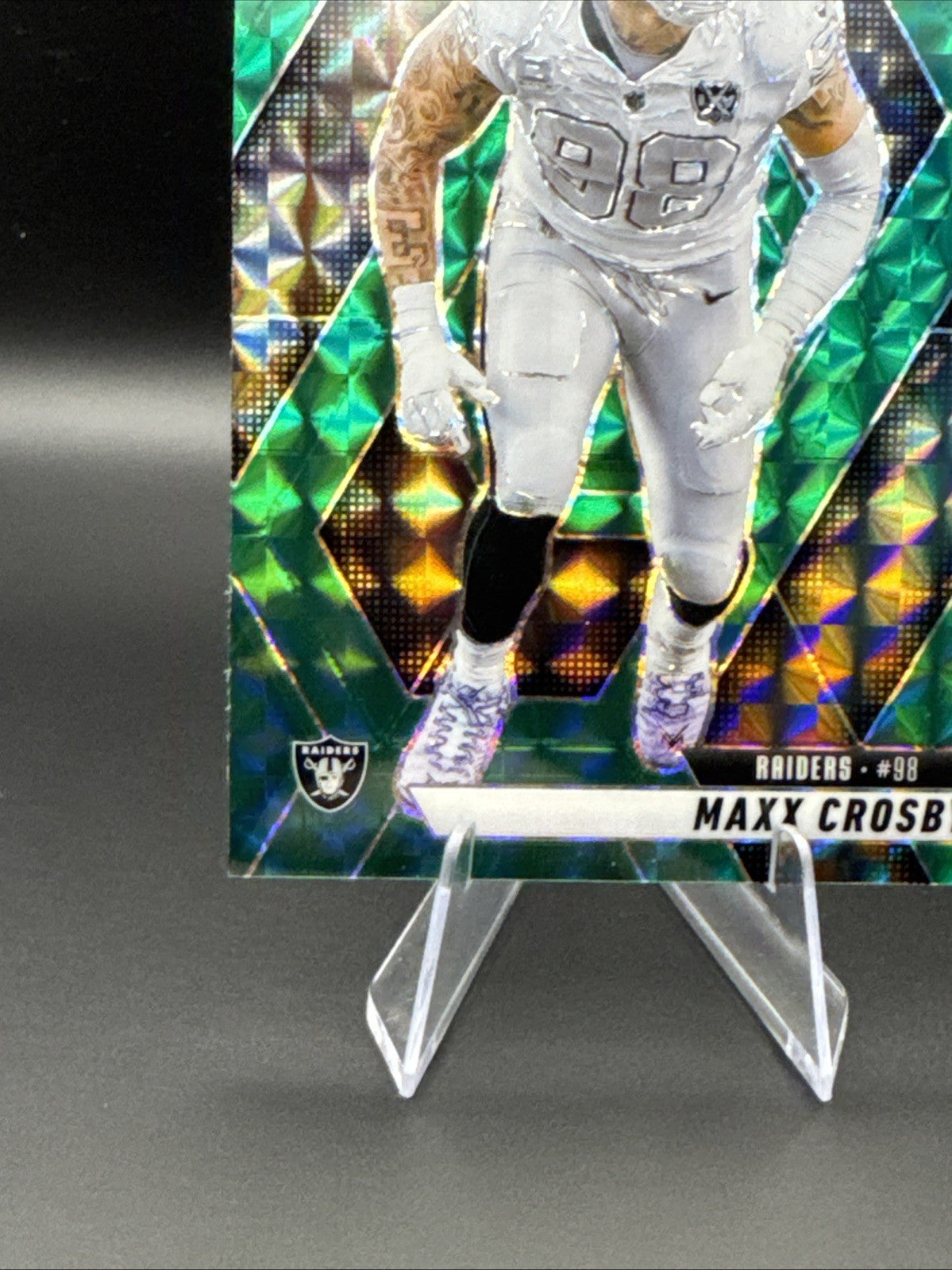 Maxx Crosby 2025 Mosaic Green Prizm #249 Las Vegas Raiders