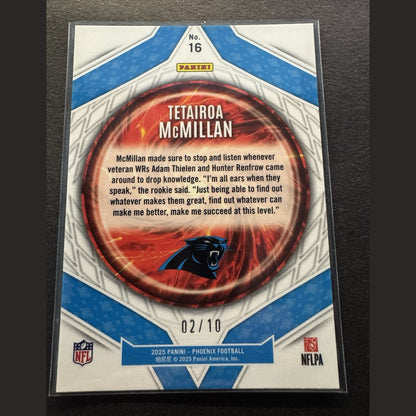 Tetairoa McMillan 2025 Panini Phoenix Paragon Gold /10 #16 Panthers RC