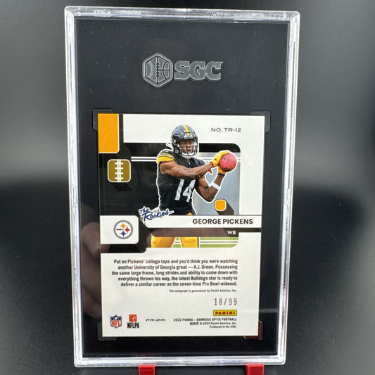 2022 Optic George Pickens The Rookies Auto 18/99 SGC Auto 10 Grade 9.5