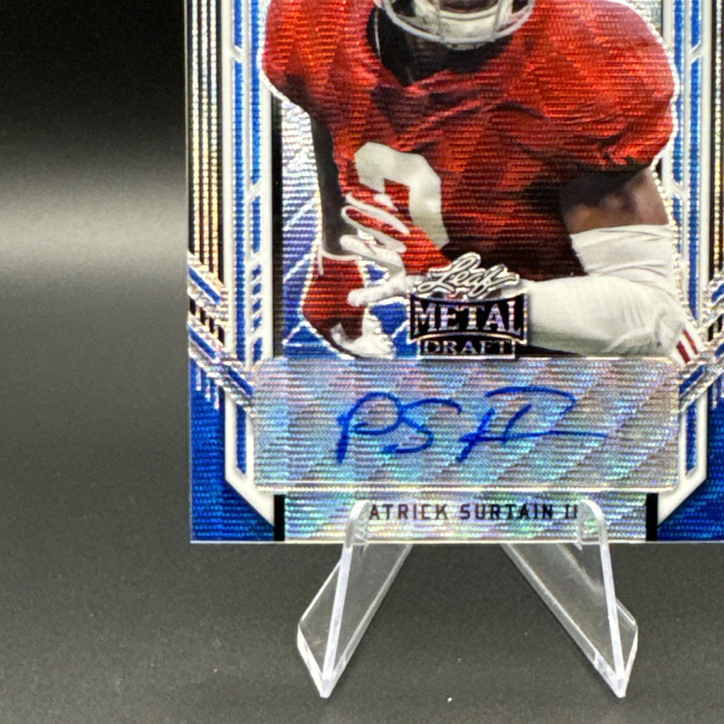 2021 PATRICK SURTAIN II Auto 7/30 Leaf Metal Draft Blue Prizm #PA-PS2