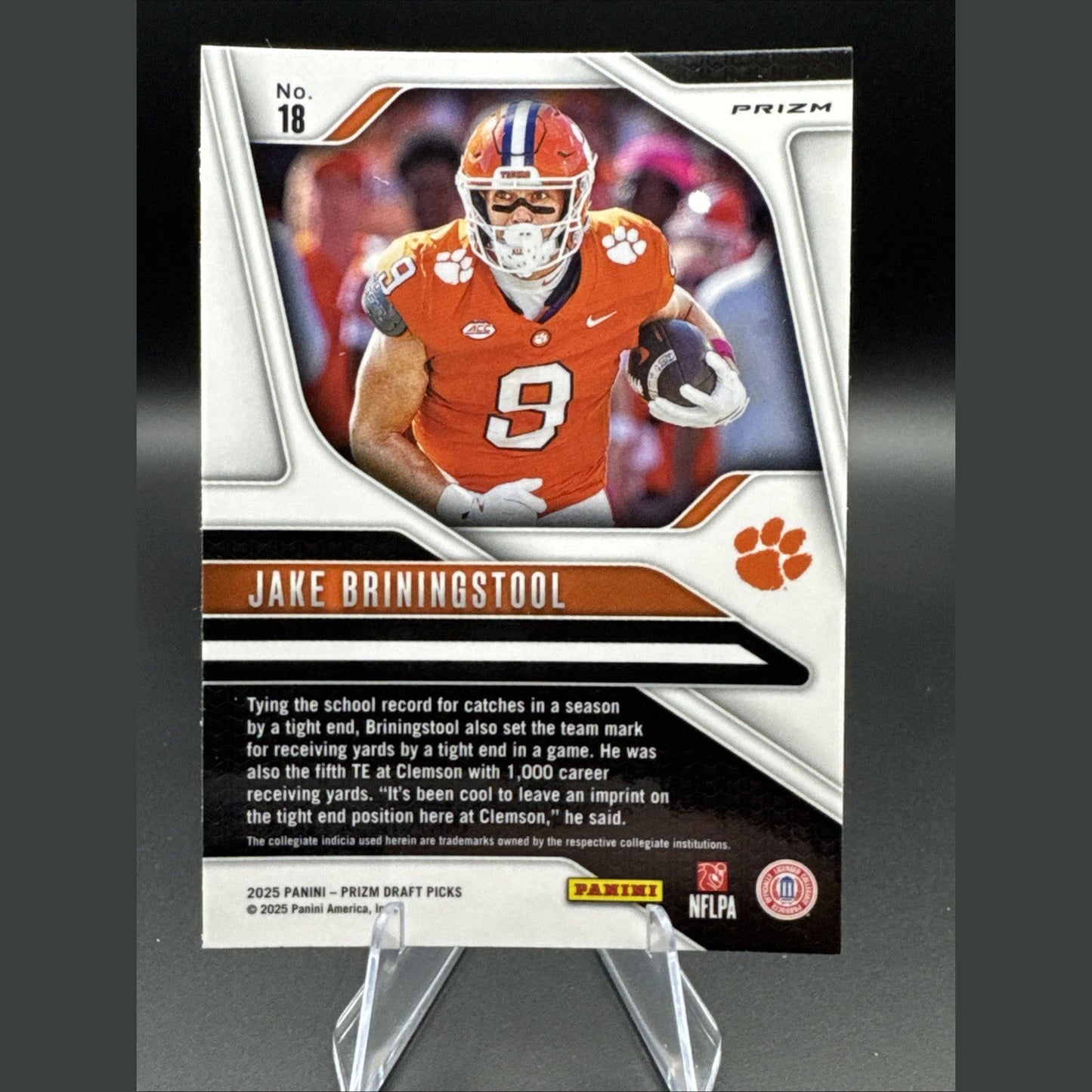 2025 Prizm Draft Picks #18 Jake Briningstool Purple Wave Rookie Logo