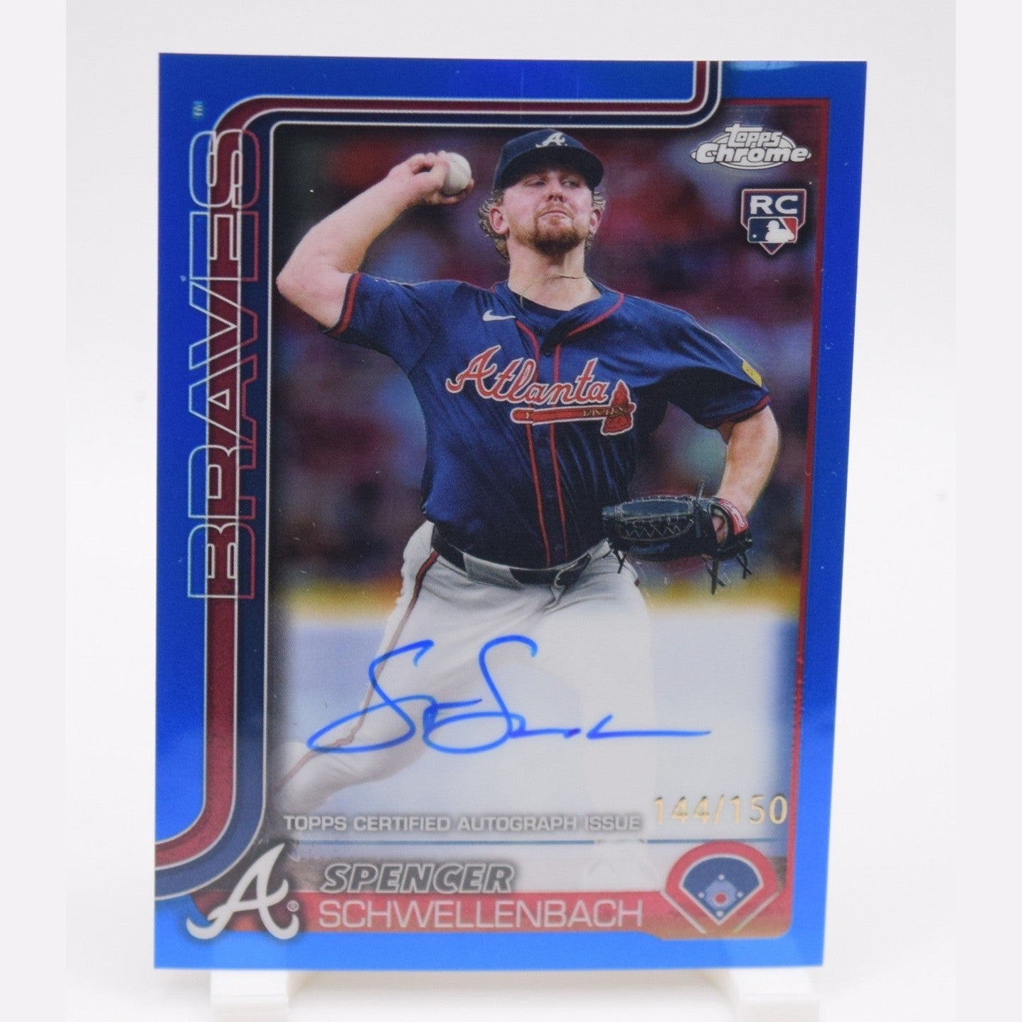 SPENCER SCHWELLENBACH 2025 TOPPS CHROME ROOKIE TRUE BLUE RC AUTO /150