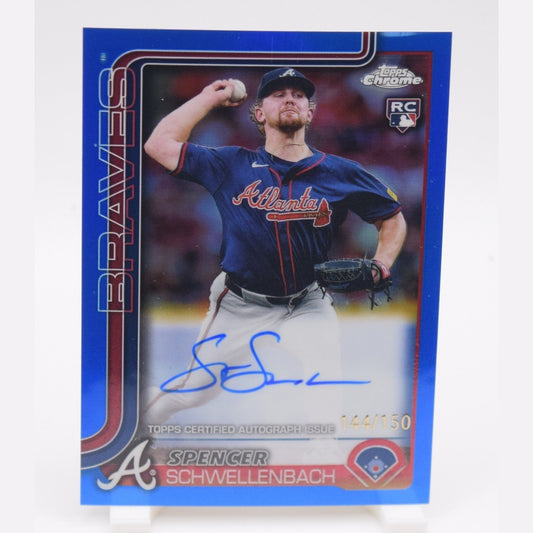 SPENCER SCHWELLENBACH 2025 TOPPS CHROME ROOKIE TRUE BLUE RC AUTO /150