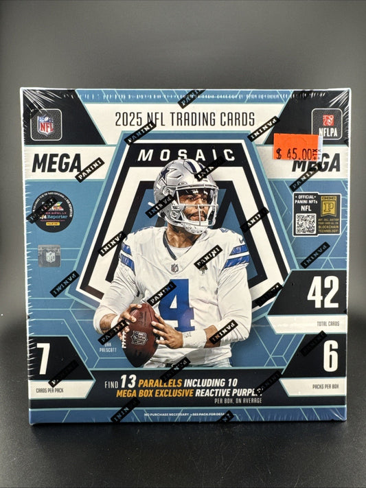 Factory Sealed Mega Box 2025 Panini Mosaic NFL Football Cards