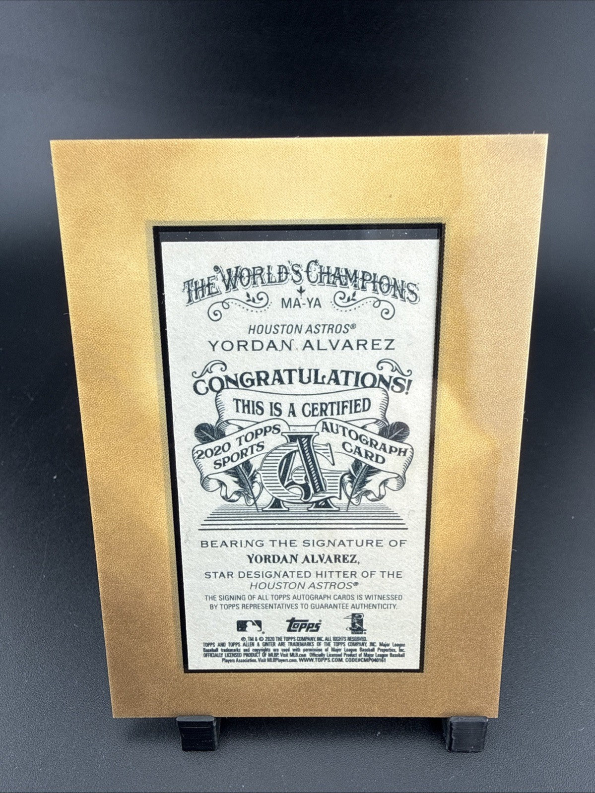 2020 Topps Allen & Ginter's - Mini Baseball Autographs Yordan Alvarez #MA-YA...