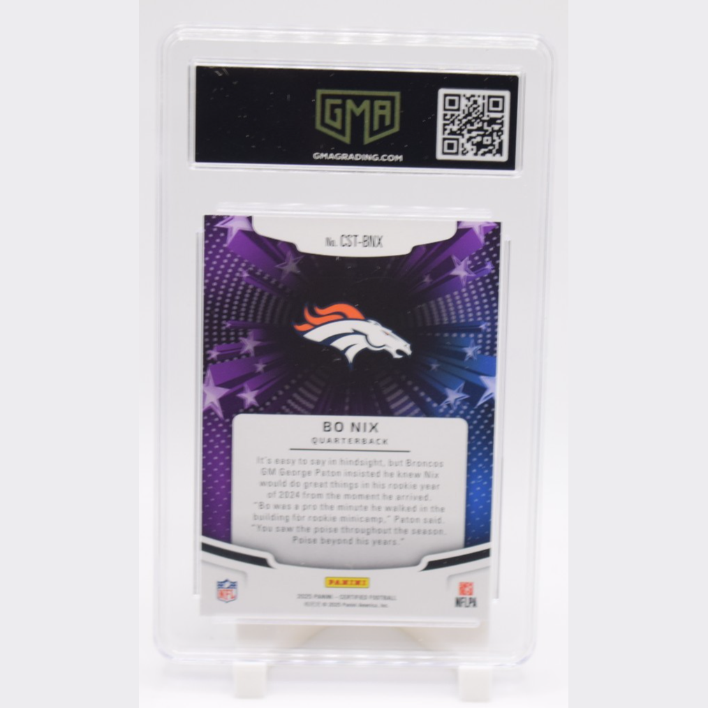 Bo Nix 2025 Panini Certified Certified Stars Insert Card #CST-BNX GMA MT 10