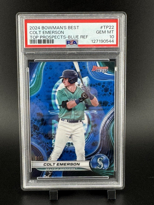 2024 Bowman's Best Top Prospects Colt Emerson #TP-22 Blue Refractor /150 PSA 10