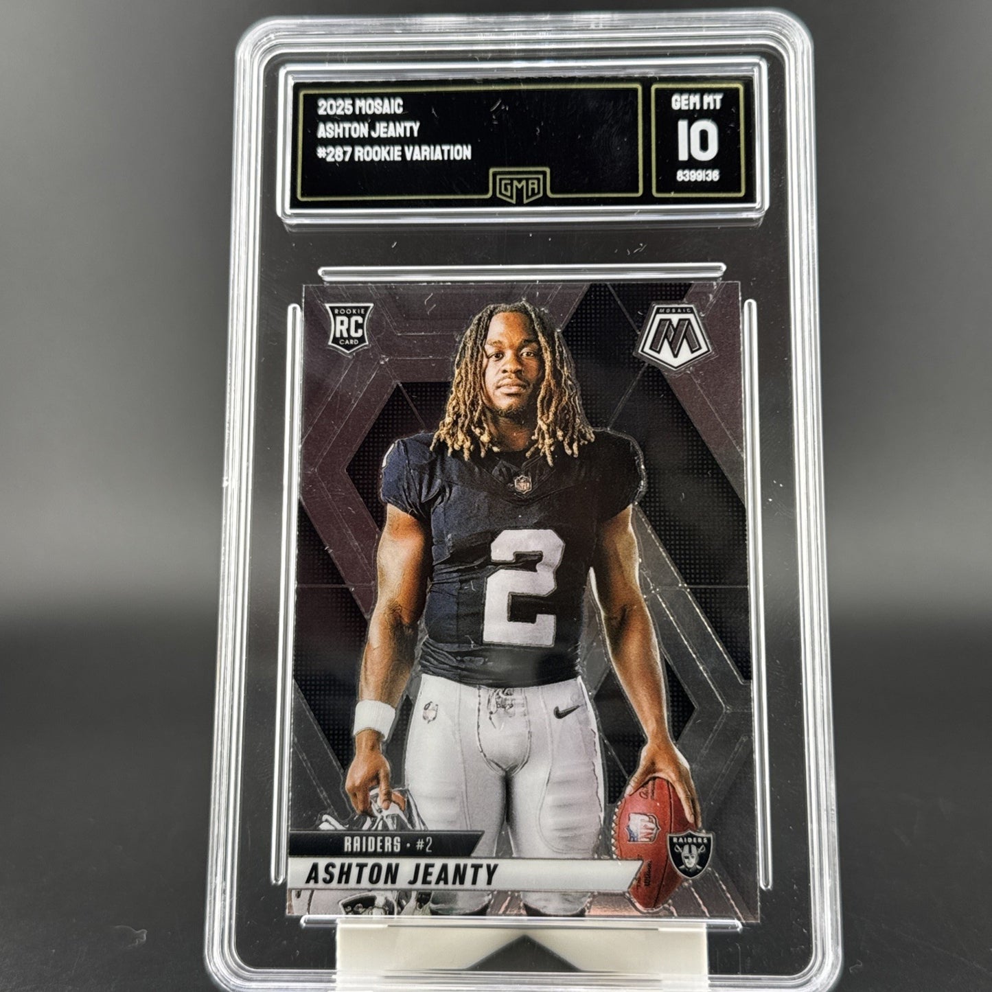 2025 Panini Mosaic Ashton Jeanty Variation RC Base #287 Las Vegas Raiders GMA 10