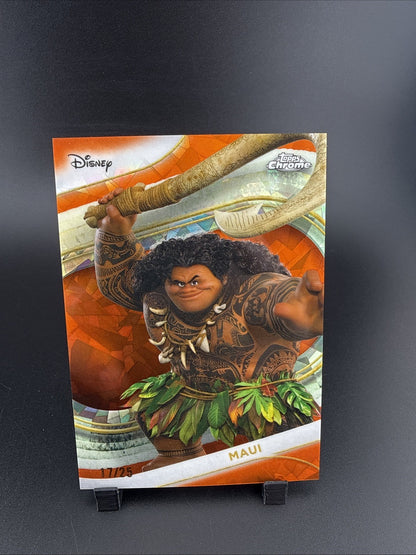 2025 Topps Chrome Disney Sapphire #15 Maui Orange Refractor /25 Moana