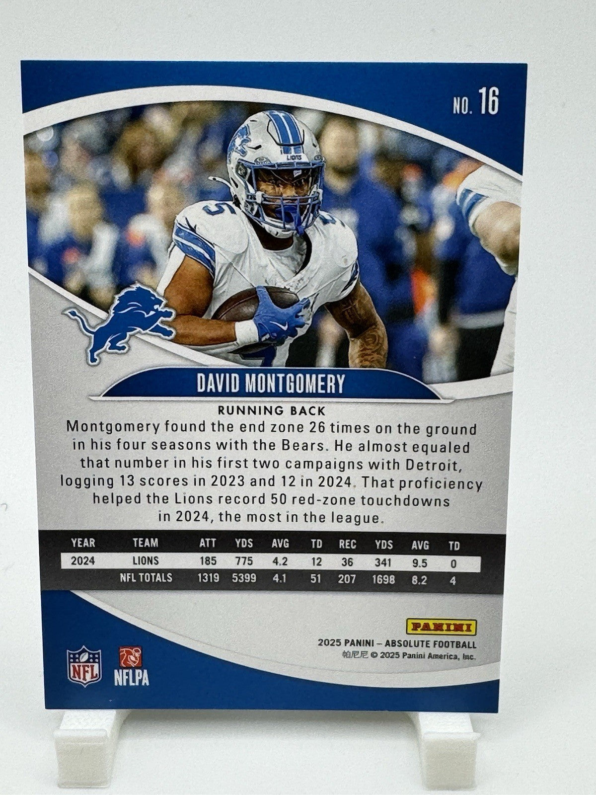 2025 Panini Absolute #16 David Montgomery Green Waves #/60