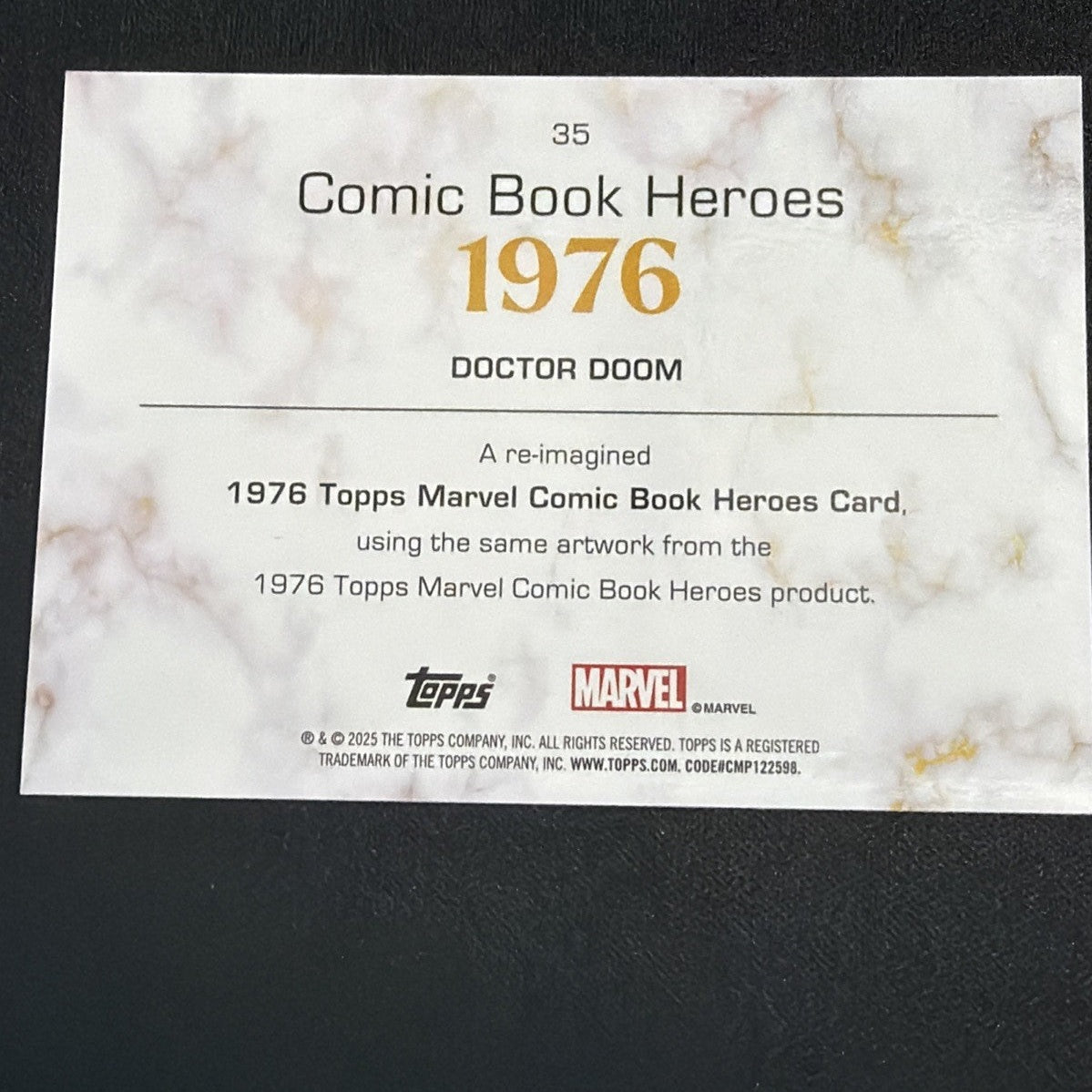 2025 Topps Marvel Comic Book Heroes 1975 Anniversary, DOCTOR DOOM #73 Black  /10