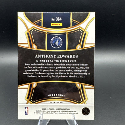 2023 Anthony Edwards Panini Select Zebra Mezzanine #364 SSP