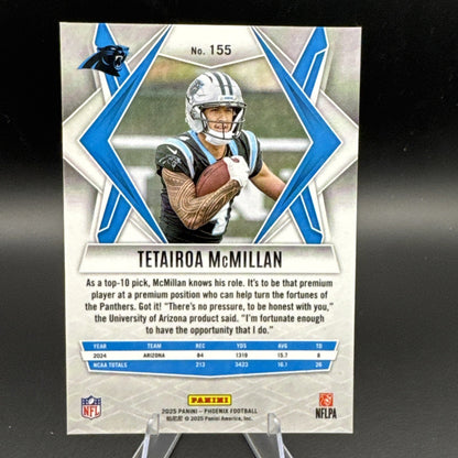TETAIROA MCMILLAN 2025 PHOENIX ROOKIE FOOTBALL BASE PANTHERS RC #155