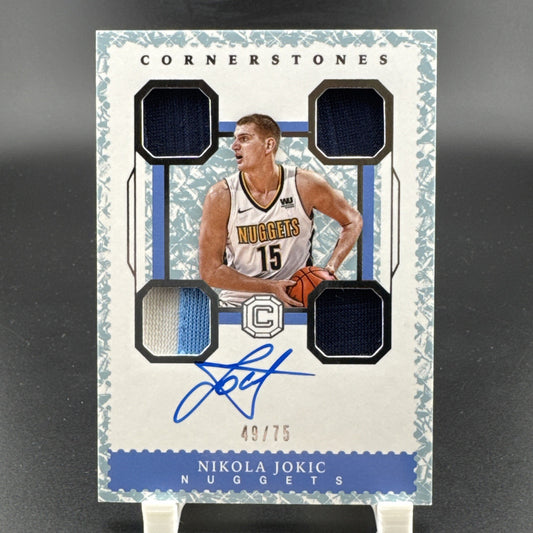 2017-18 Cornerstones Quad Relic Granite Nikola Jokic 49/75 Blue On Card Auto
