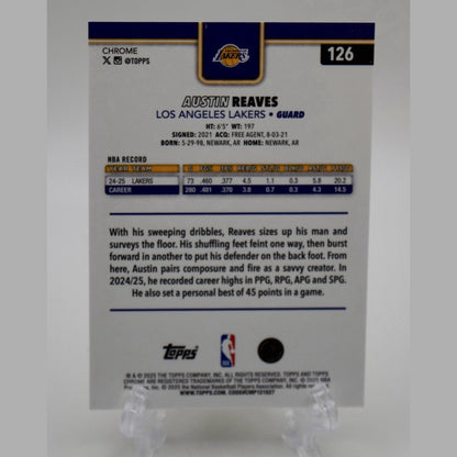 2025-26 Austin Reaves Topps Chrome #126 X-Fractor Los Angeles Lakers