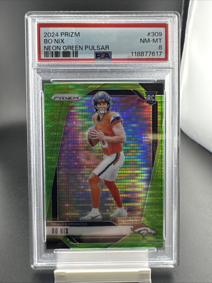 2024 PANINI PRIZM BO NIX GREEN PULSAR ROOKIE CARD PSA 8