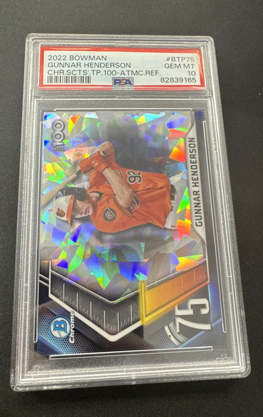 2022 Bowman - Chrome Bowman Scouts Top 100 Gunnar Henderson #BTP-75 Atomic...