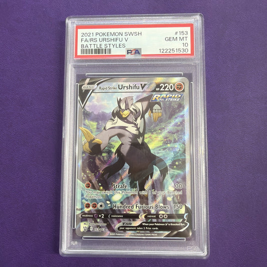 2021 Pokémon SWSH Battle Styles Rapid Strike Urshifu v Full Art #153/163 PSA 10