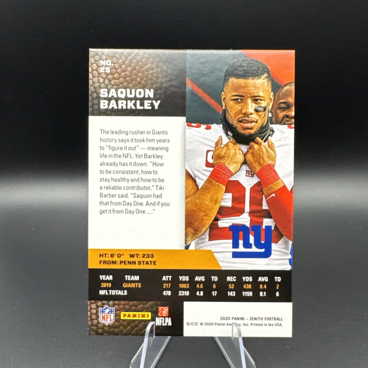 2020 Zenith Gold Saquon Barkley Holo #25