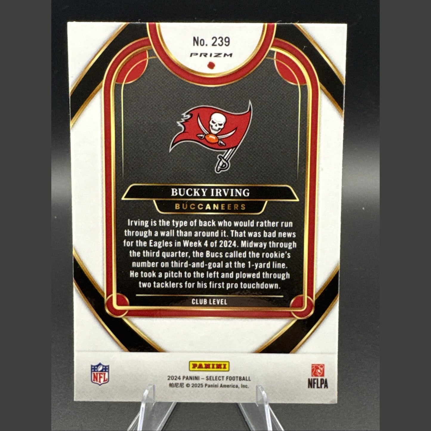 2024 Panini Select - Club Level Bucky Irving #239 Red & Yellow Shock Prizm (RC)