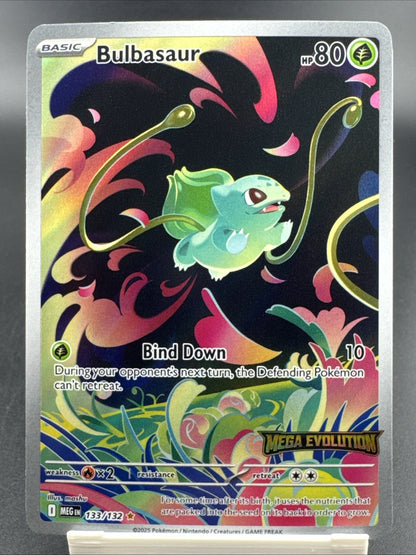 2025 Pokemon Bulbasaur 133/132 English Mega Evolution Stamped Full Art