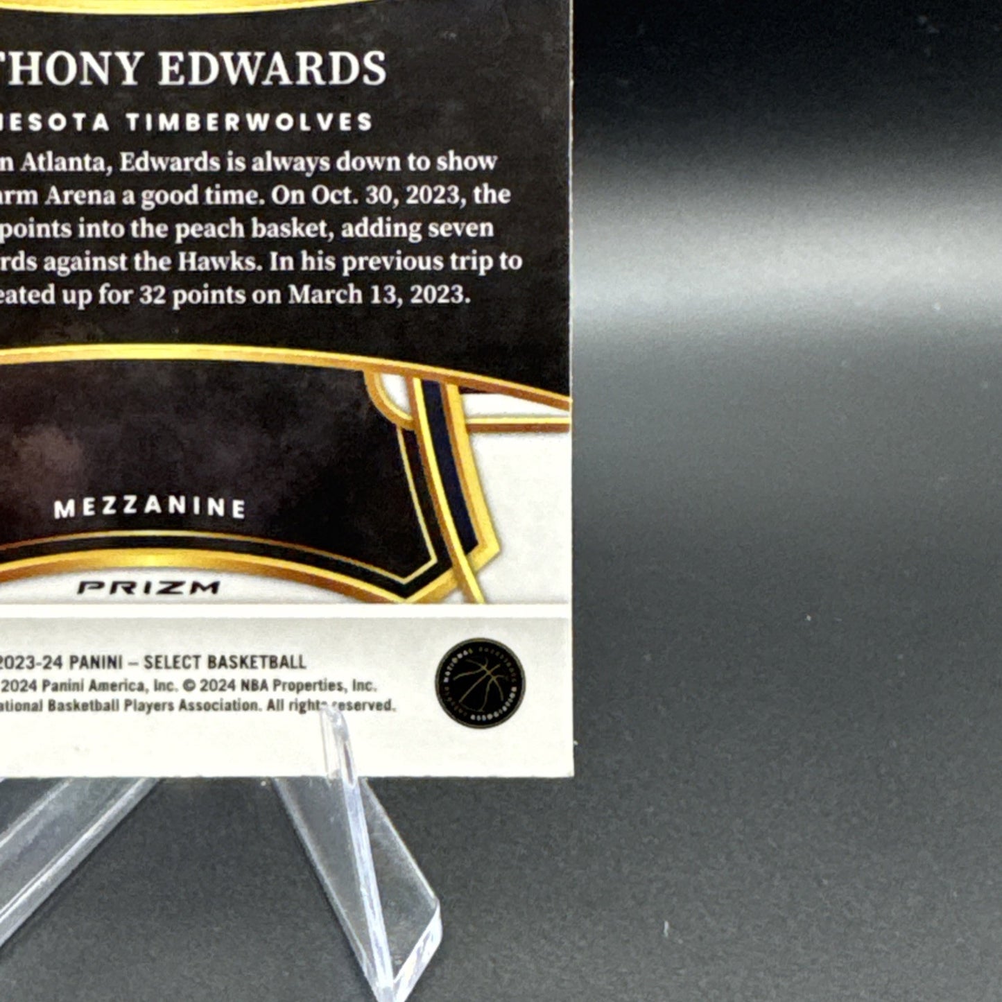 2023 Anthony Edwards Panini Select Zebra Mezzanine #364 SSP