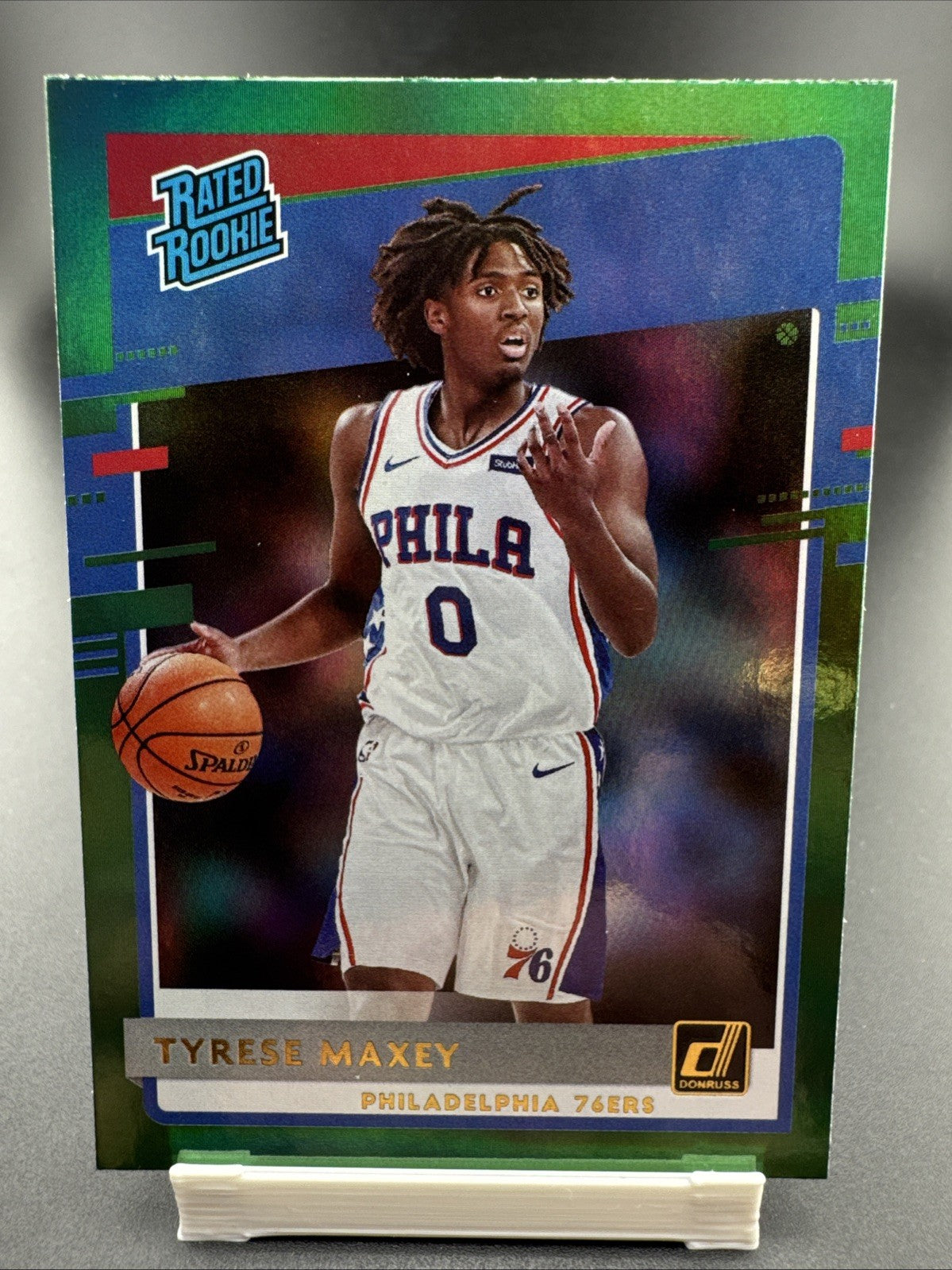 2020-21 Panini Donruss - Rated Rookies Tyrese Maxey #211 Green Flood (RC)