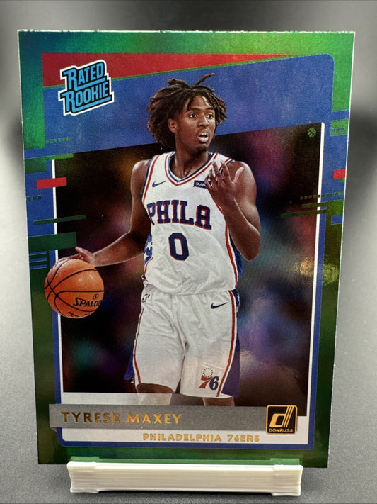 2020-21 Panini Donruss - Rated Rookies Tyrese Maxey #211 Green Flood (RC)