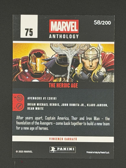 2025 Panini Marvel Anthology Crossed Holo Card #75 - The Heroic Age/200 Iron Man
