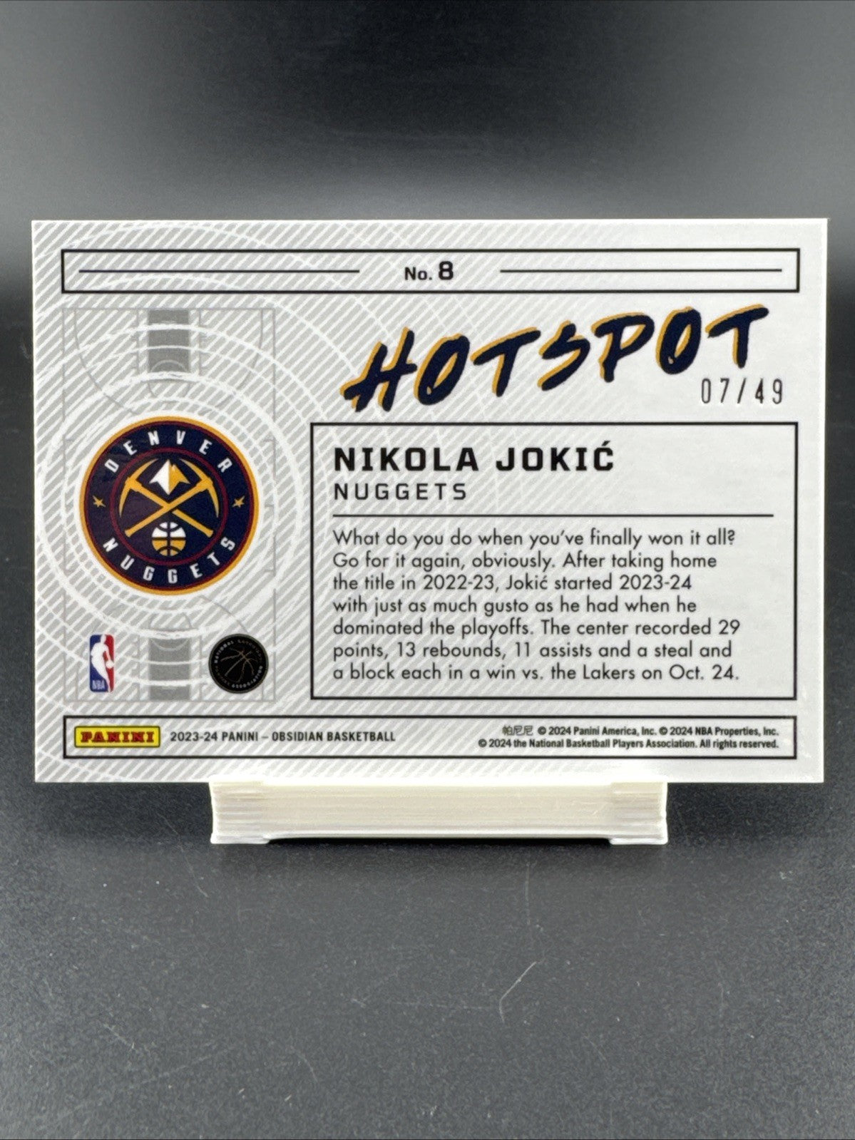 2023-24 Panini Obsidian - Hotspot Nikola Jokić #8 Electric Etch Purple Flood /49