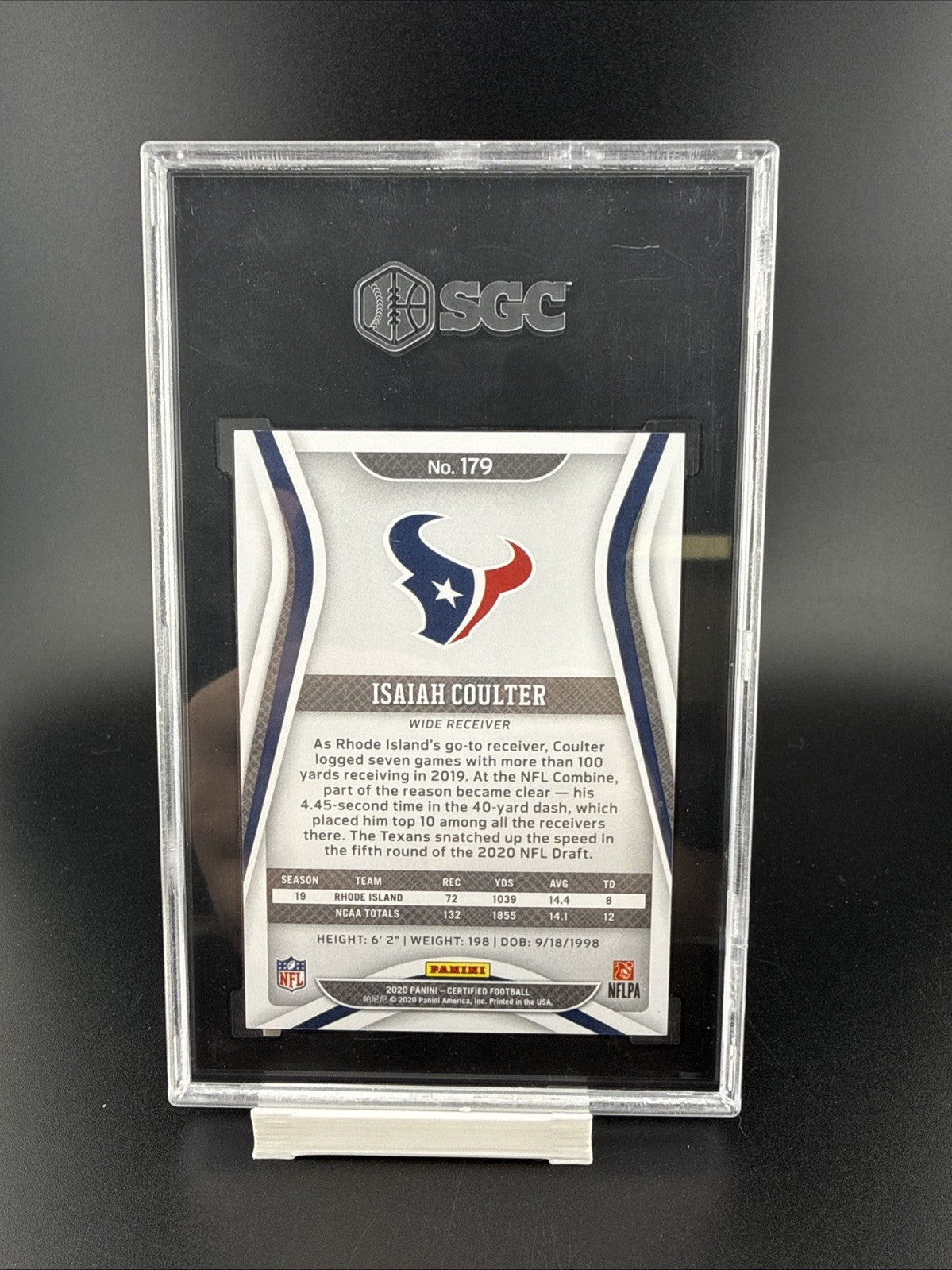 2020 PANINI CERTIFIED 179 ISAIAH COULTER MIRROR PURPLE /10