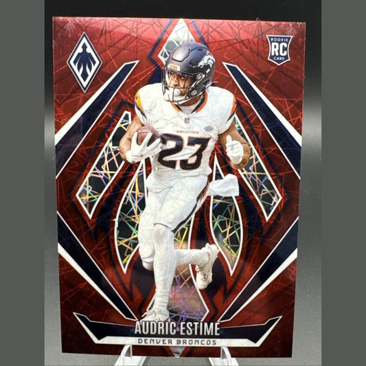 2024 Panini Phoenix Audric Estime Red Lazer #156 Denver Broncos RC /199