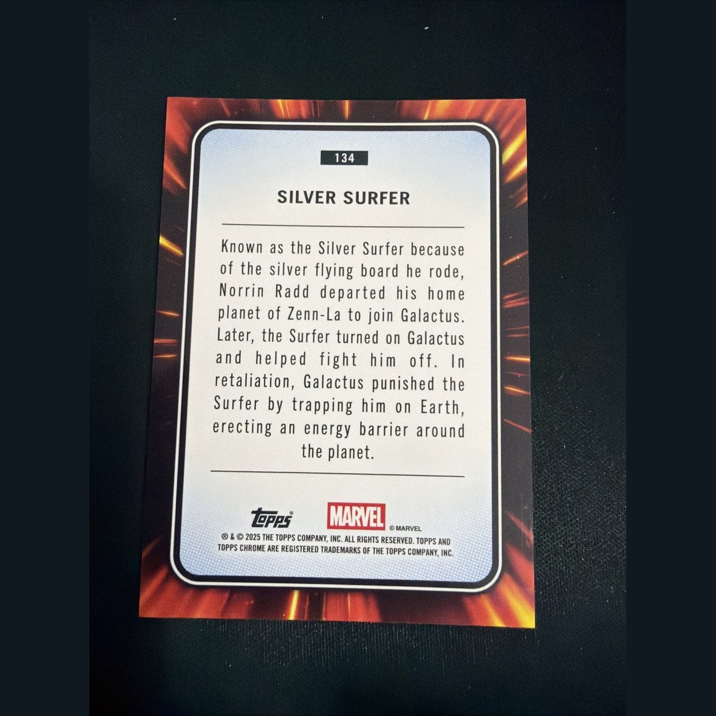 Marvel Topps Chrome 2025 Orange Refractor /25 Silver Surfer