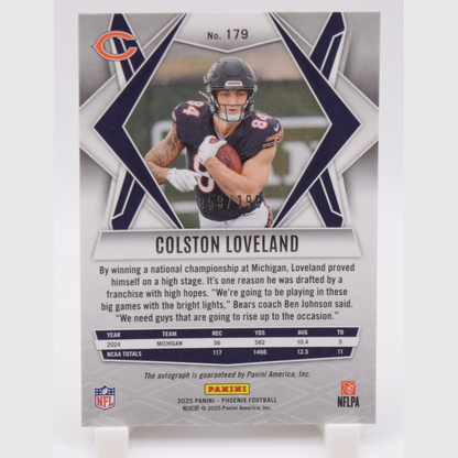 Colston Loveland 2025 Panini Phoenix #179 Rookies Silver Auto Rookie RC /199