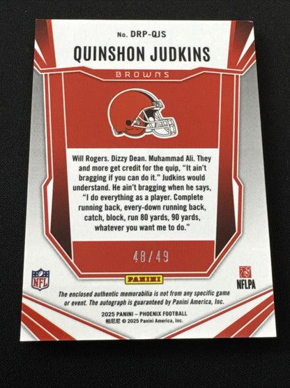 2025 Phoenix Quinshon Judkins Blue Rookie Patch Auto /49 Cleveland
