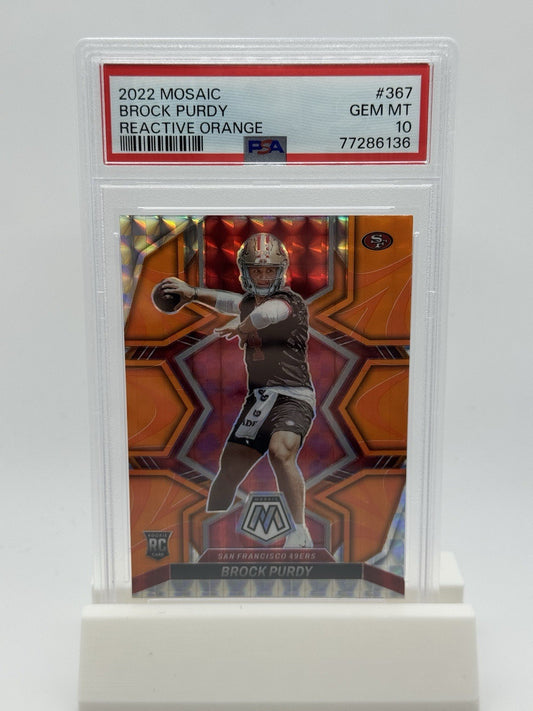 2022 Panini Mosaic Football Brock Purdy Reactive Orange RC! PSA 10!! Gem Mint!